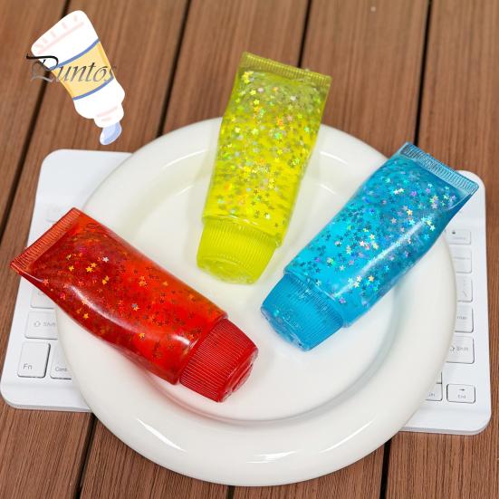 TPR Stress Toy Clear Toothpaste Tube Squeeze Toy, Relief Star Glitter Slow Rising Soft Transparent Sensory Anti-stress Hand