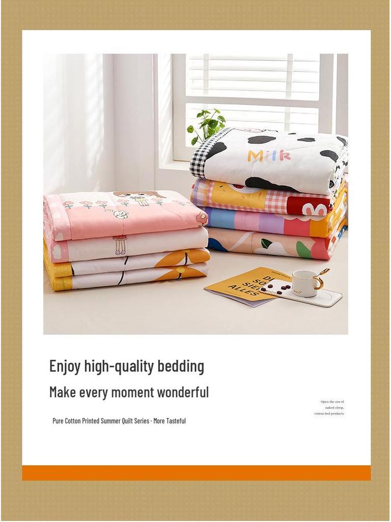 Summer Cool Cotton Quilt: Lightweight, Printed, for Double or Single Bedding