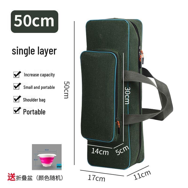 A1R50~80cm Portable Mini Fishing Gear & Rod Bag - Multifunctional Short Rod & Ice Fishing Bag