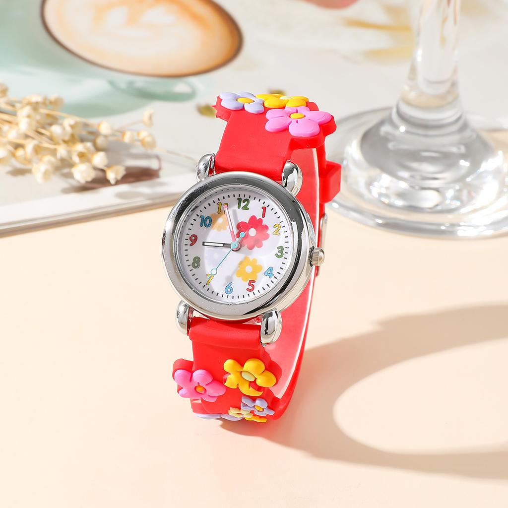 New CHILDREN'S Watch Can Love 3D Pattern Rainbow Flowers CHILDREN'S Quartz Watch Plastic Strap