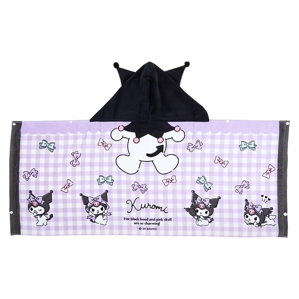 Sanrio Kuromi Hooded Towel, Kuromi, 75 X 120 X 1 Cm, Character SANRIO 052949