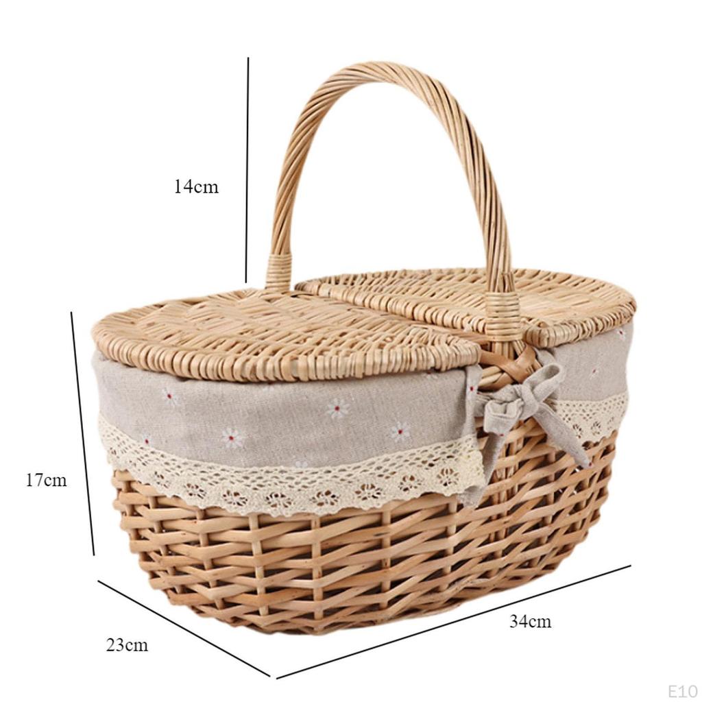 Picnic Basket with Comfortable Handle, Removable Liner And Functional Lid for Picnics, Photography,
