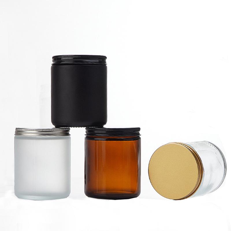 Amber Glass Candle Holder Jar