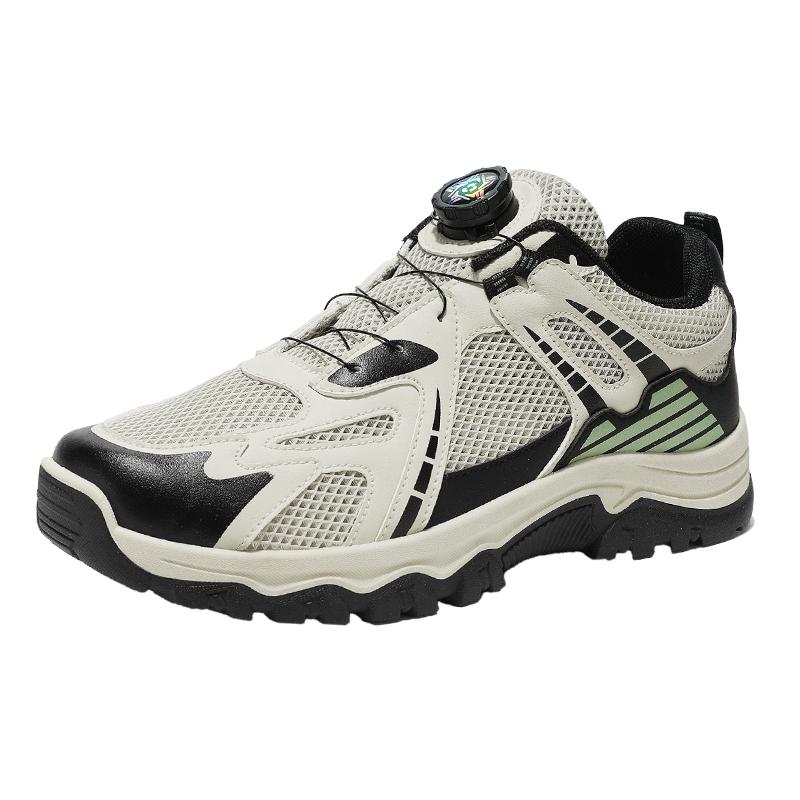 Mens Sneakers with Rotating Buckle Comfy Non Slip Lace Up Shoes for Mens Practical Retro Casual Versatile Durable Footwear Mesh