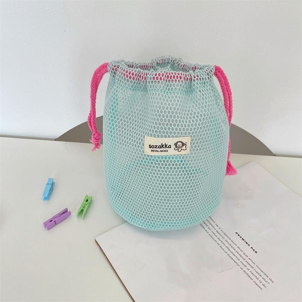 

Mesh Drawstring Storage Bag Dopamine Color Small Item Pouch Sweet Portable Toiletry Bag Travel синій