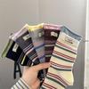 Lady Autumn Stripe Color Contrast Letter Cloth Mark Stitching Fake Two Pieces of Tube Pile Socks