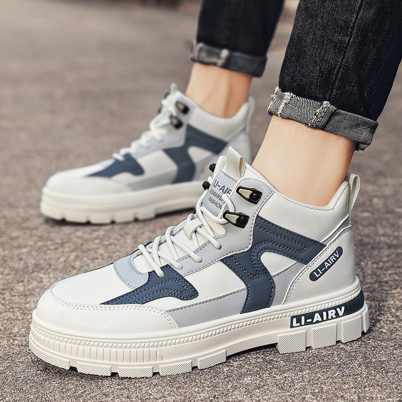 Martin Boots Men's New Spring High-top Casual Summer Teenager White Shoes Mid-top Height-enhancing Work Boots