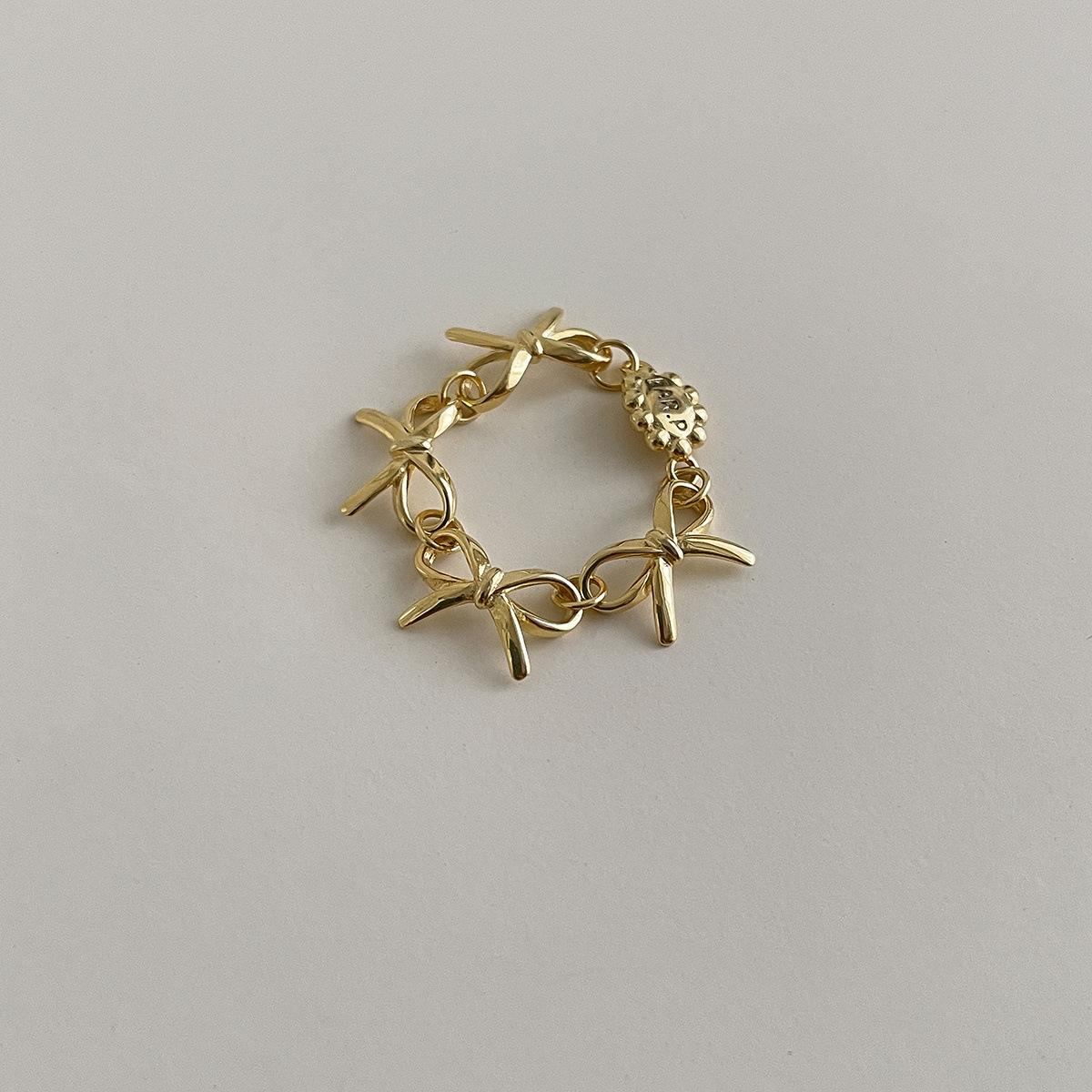 

Кольцо-бантик из стерлингового серебра 925 пробы, женское, легкое, роскошное, нишевое, высококачественное, кольцо-цепочка на указательный палец, изысканное, ретро, новое кольцо port size 14