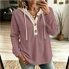 2026 Long Sleeve Hooded Sweatshirt Waffle Knit Button V-Neck Pullover Casual Wear
