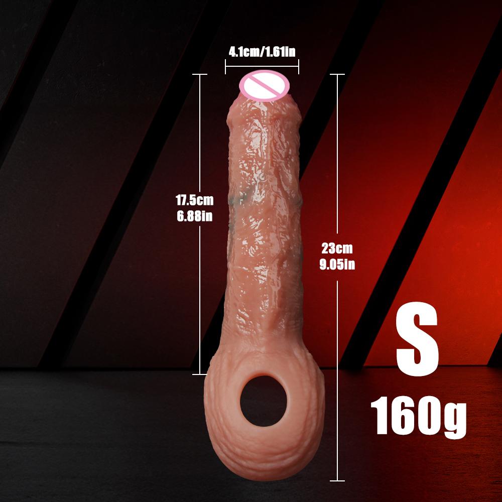 Penis Ring Cock Sleeve Male Penis Enlarger Extender for Men Realistic Dildo Cock Ring Lock the Sperm Male Penis Training Sex Toy