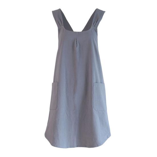 Baumwoll-Leinen Kreuzrücken-Schürze für Damen Herren Koch Japanischer Stil Schürzenkleid mit Taschen zum Kochen Backen Gartenarbeit