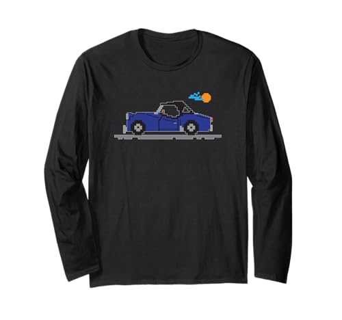 

8-bit Cartoon Triumph TR3 TR 3 British Blue Sports Car Long Sleeve T-Shirt