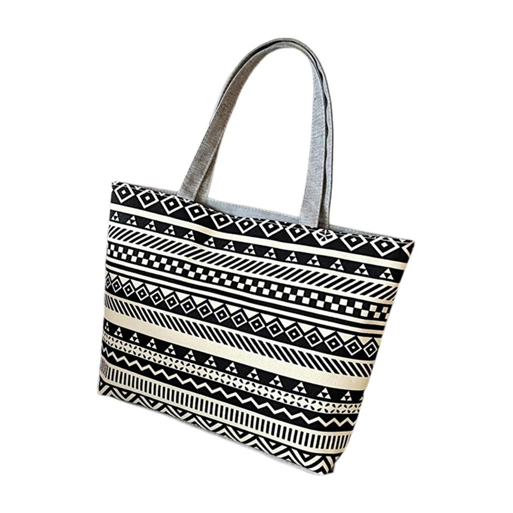 Embroidery Shoulder Bag Vintage Style Tote Bag Womens Handbag Lady Zipper Shopping Bag Travel Purse for Vacation Party Summer