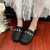 Luxury Woven Slippers Women Shoes Round Toe Metal Buckle Casual Style Lazy Outside Wearing Women's Sandals Elegant Slides Women