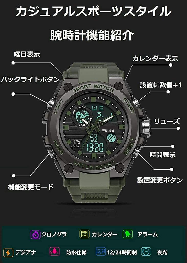 Findtime Digitale Militaire Dubbele Alarm Japanse Handleiding Groen I Herenhorloge, Analoog-Digitaal, Waterdicht, Horloge, Stopwatch, Sport, Tijd,