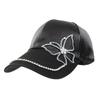 Fashion Women Rhinestone Butterfly Baseball Hat, Shiny Satin Sun Cap with Crystal Brim Decoration, Adjustable Elegant Casual Peaked Visor Hat