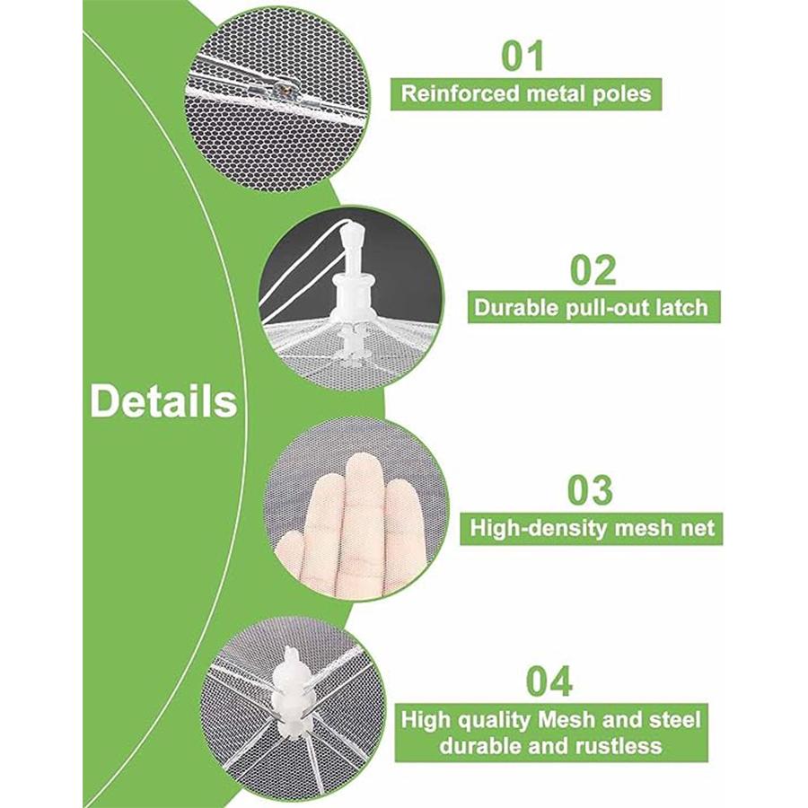 6 Pcs Large Food Cover,mesh Food Tent,17 Inch Pop Up Umbrella Screen Tent,camping,picnic,party,barbecue,foldable and Reusable