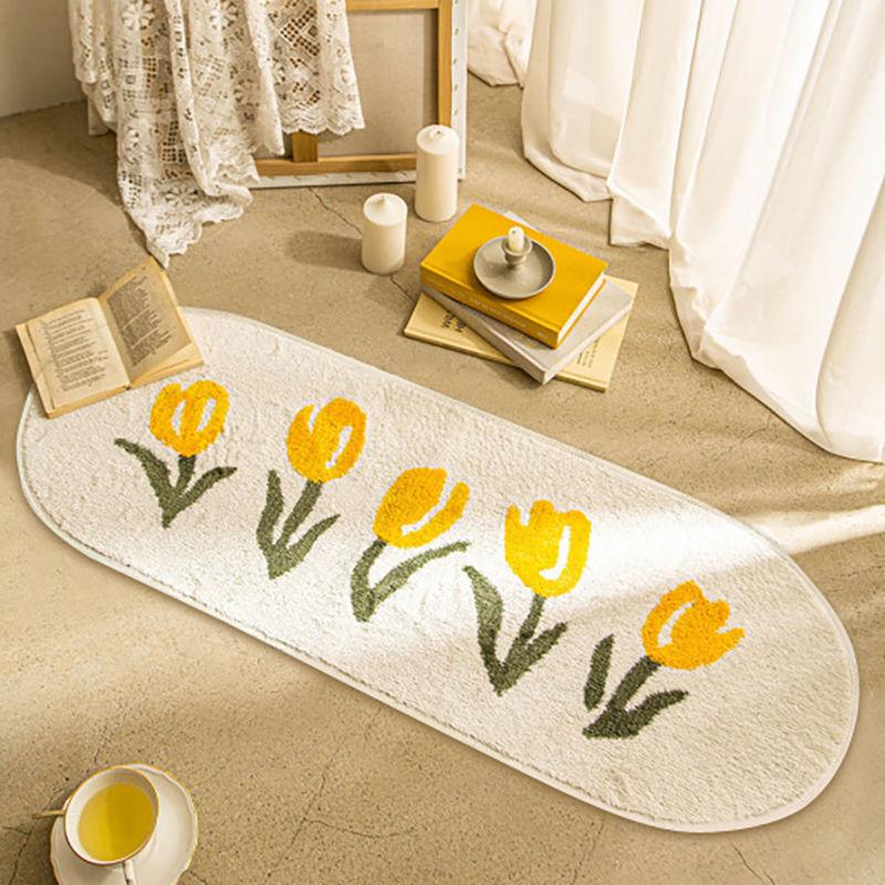 Ins Flower Pattern Carpets Creative Printed Floor Mat Коврик в корейском стиле для гостиной, спальни, прикроватный ковер 40x60cm