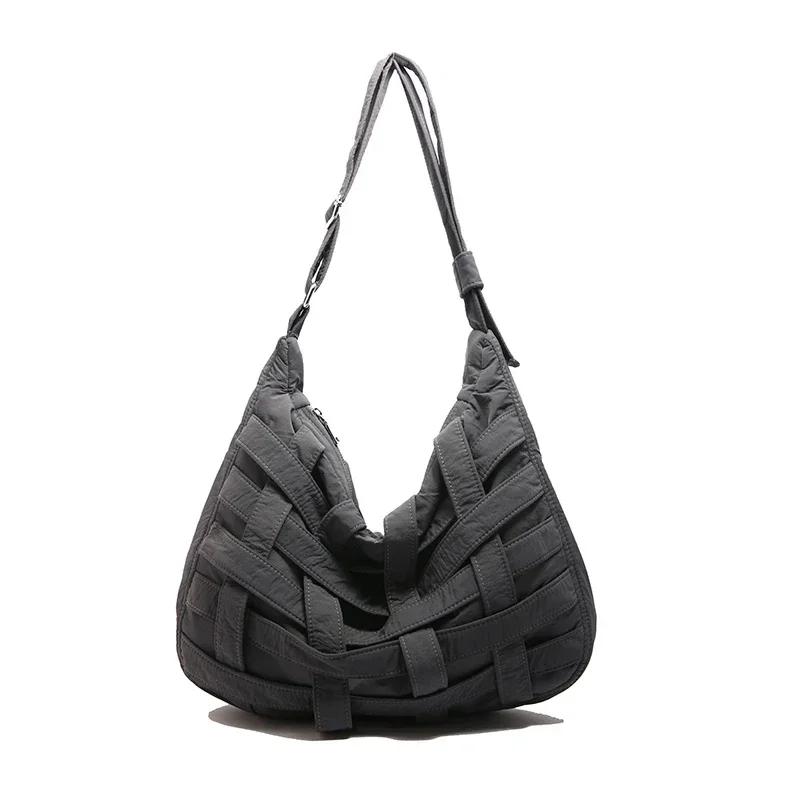 Crossbody Bag with Custom Niche Design  Three-dimensional Hollow Fabric Shoulder Bag  Large Capacity  Travel Storage