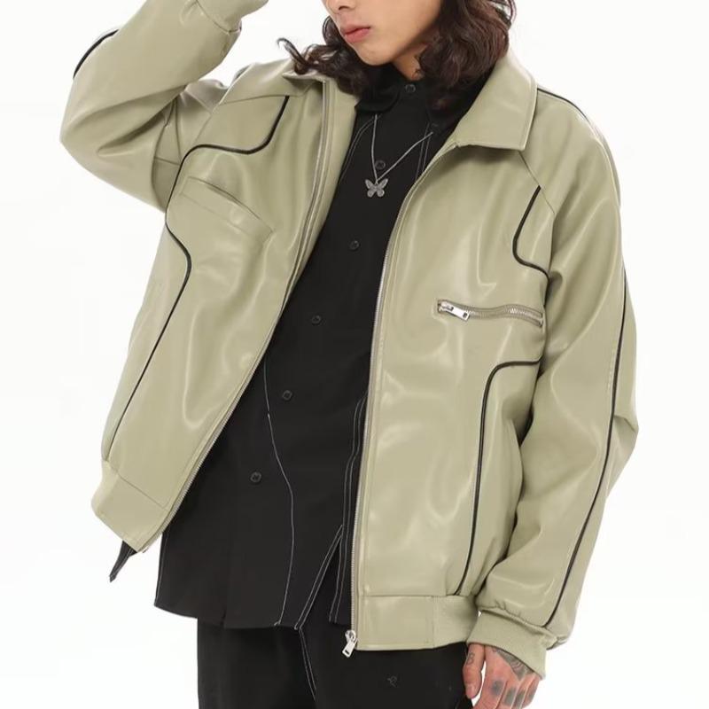 American Retro Black Leather Motorcycle Jacket - Trendy Spring/Autumn Riding Gear