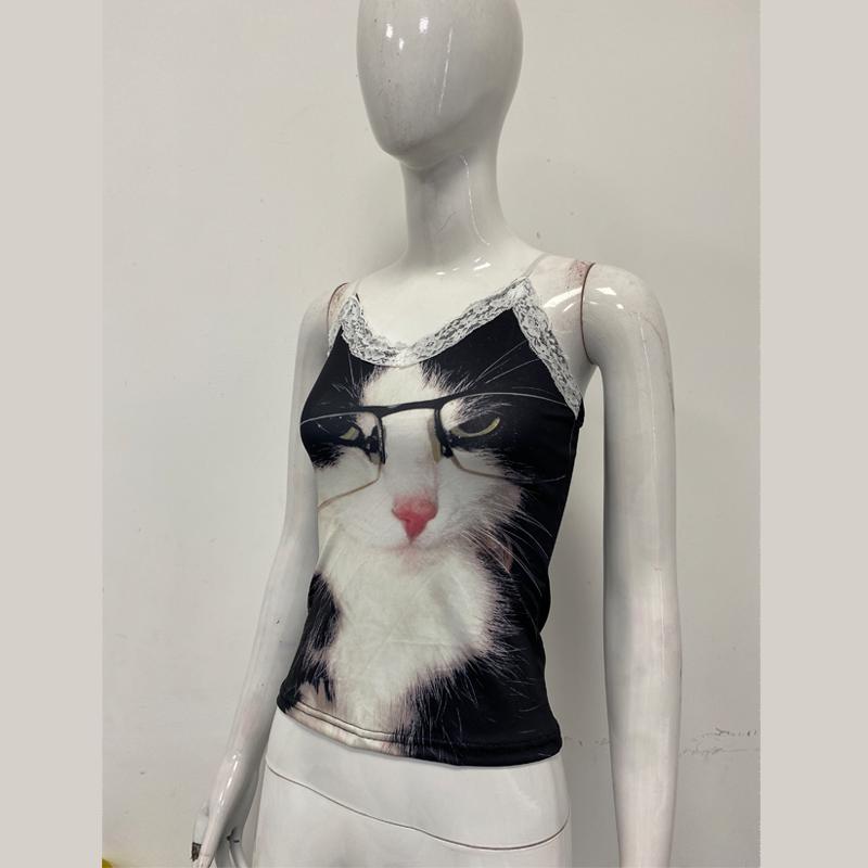 Summer Floral Print V-neck Slim Fit Backless Top