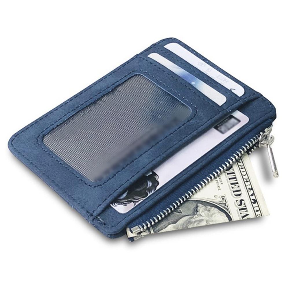 Modern Faux Leather Card Wallet (Blue) Slim Transportation Card Wallet