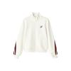 Retro Color Block Striped Warm Fashion Comfortable Stand Collar Zip Jacket Women Jackets White L324W021-0074