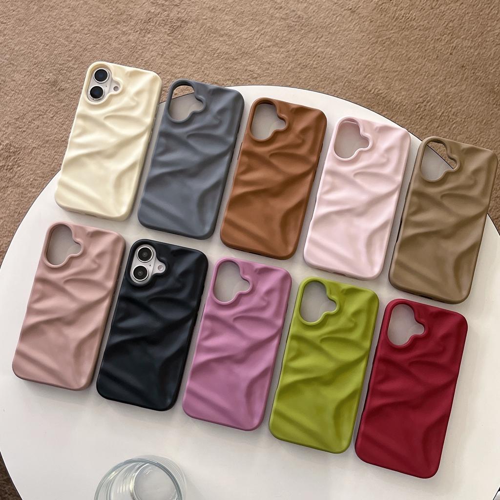 3D Wrinkled Water Ripples Pattern Soft Frosted TPU Shockproof Mobile Phone Case for iPhone 11 12 13 14 15 16 Pro Max