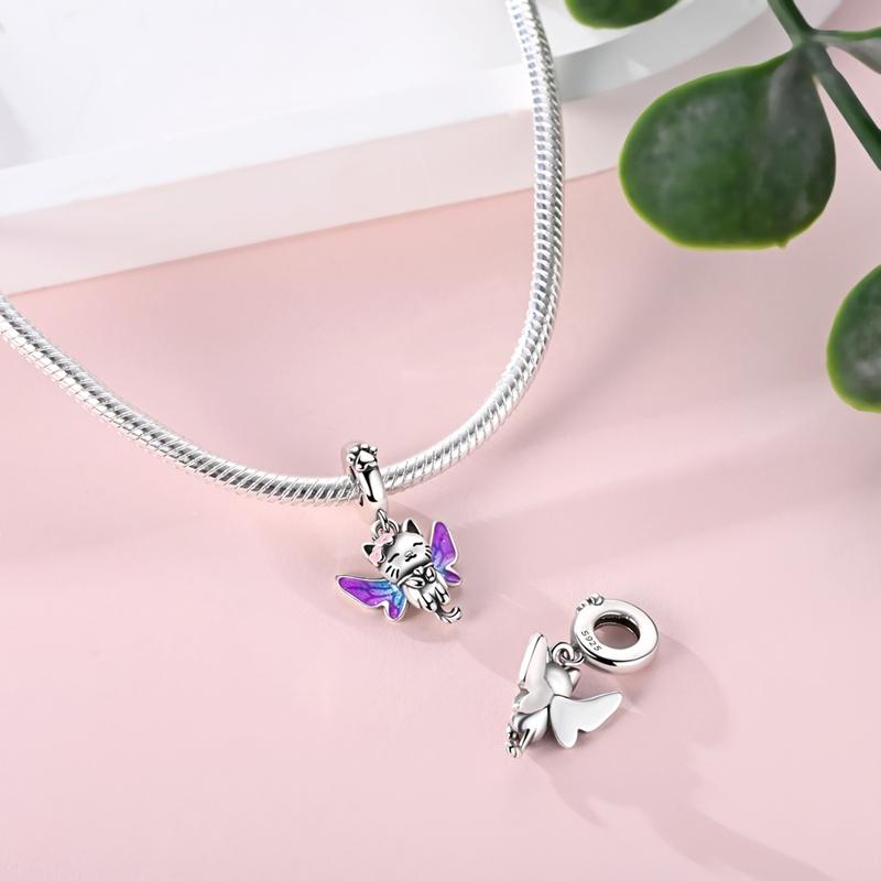 Butterfly Cat Motif Charms Bead Copper Craft Dangle Unique Pendant Good Fit Bangle Bracelet Necklace Diy Jewelry