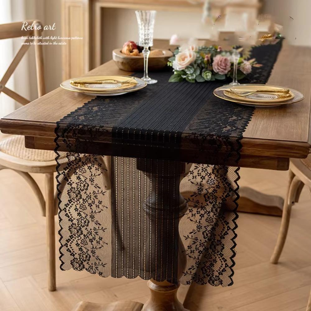 Lace Table Runner Solid Color Tableware Mat Rustic Table Cloth  Wedding Party