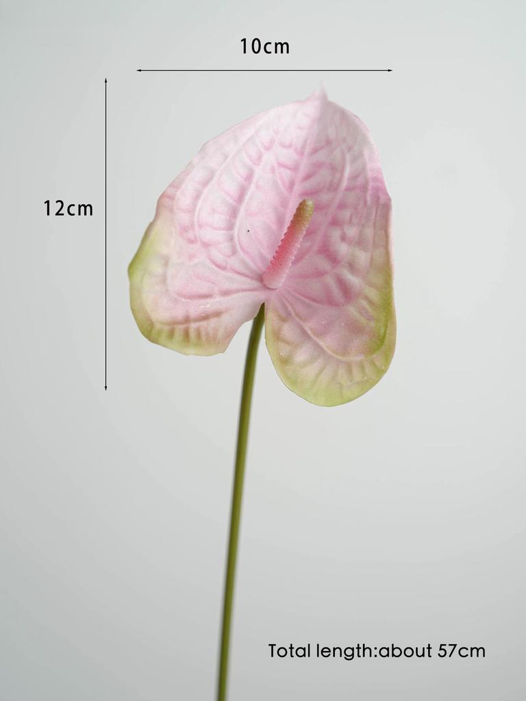 3PCS Real Touch Anthurium Pu Flowers Heart Shape Design Fake Flowers for Home Wedding Floral Arrangements