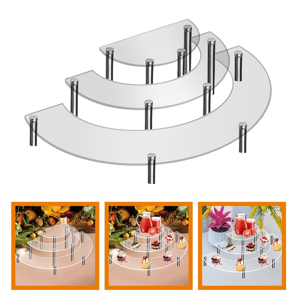 Black Acrylic Cake Display Stand Set with 3mm Thickness 5cm 7cm 10cm Ad Cake Board Nails Wedding Party Table Decoration