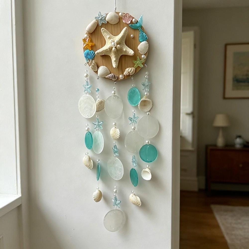 Coastal Style Sea Shell Wind Chime Wall-mounted Outdoor Wind Catcher Garden Wind Chimes Balcony