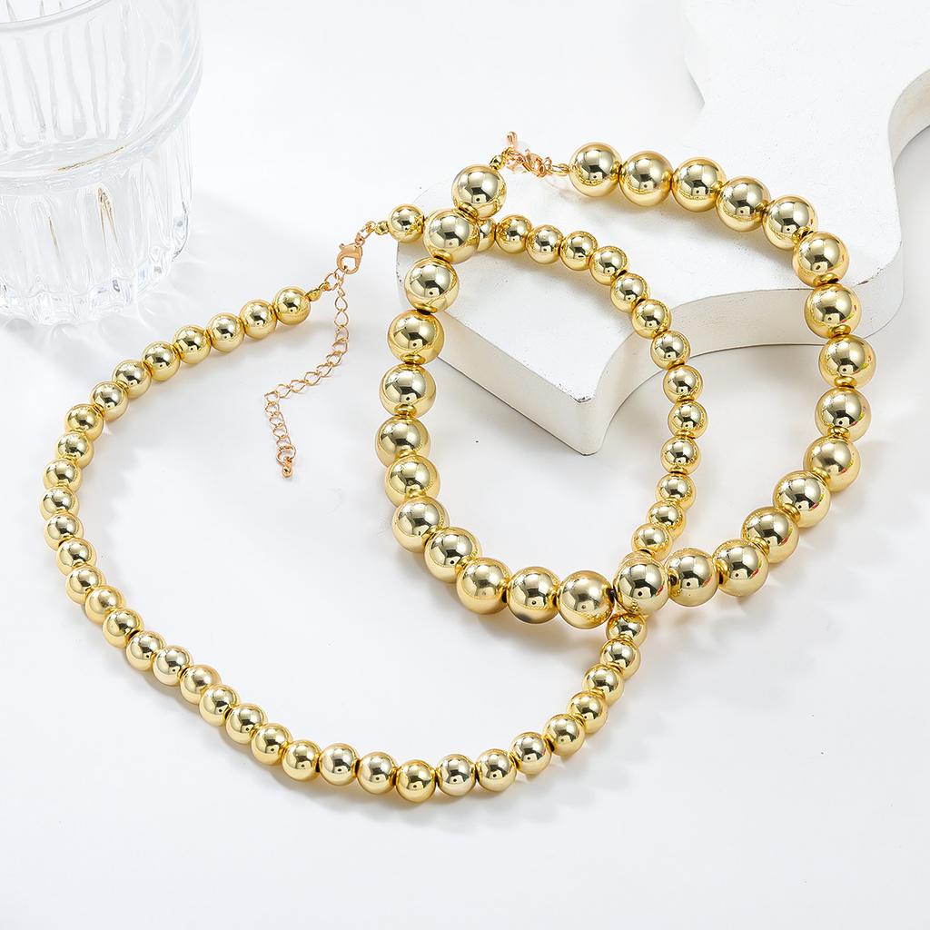 Exaggerated European and American Necklaces Two-piece Set Women CCB Imitation Metal Necklace Trend Hip-hop Accessories Necklace