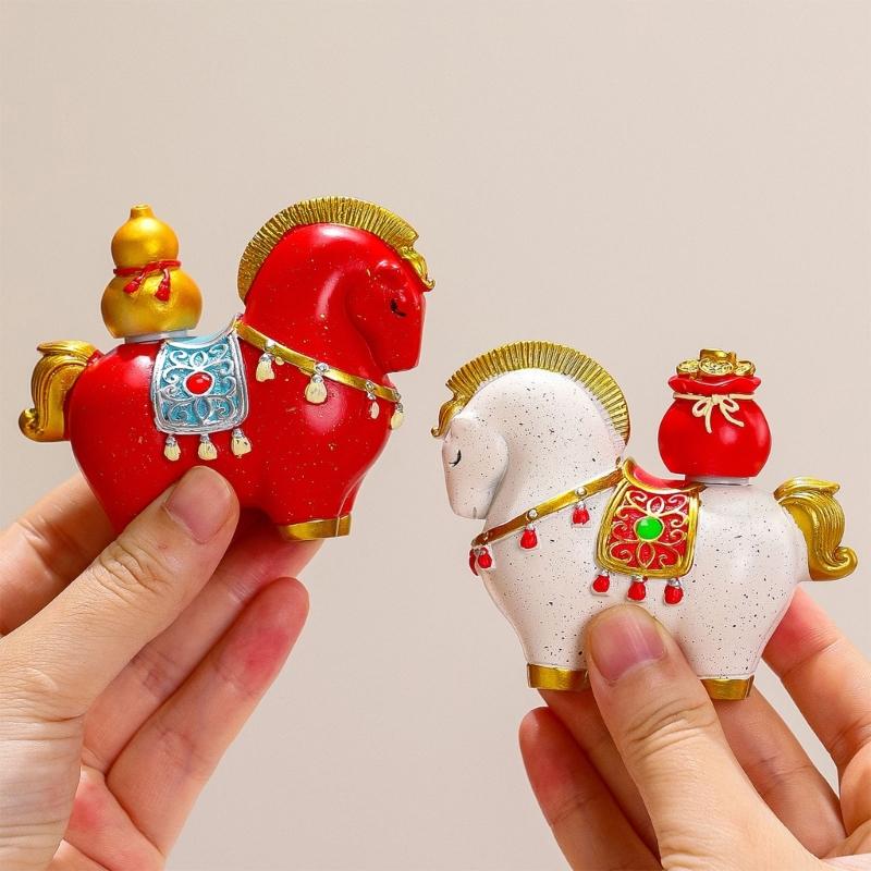 Year Of Horse Resins Sculpture New Year Decorative Figurine Symbolizing Fortunes Prosperity For Gifting Or Shelf Table