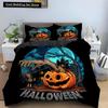 Halloween Horror Pumpkin King Queen Duvet Cover Night Witch Bedding Set Bat Moon Quilt Cover 2/3pcs Polyester Comforter Cover