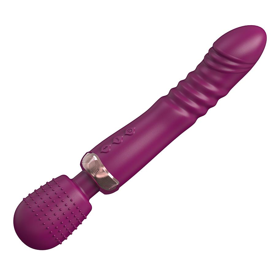 Powerful 3-Motor Thrusting G-Spot Vibrator - Large Silicone Dildo Wand for Couples Stimulation and Massage