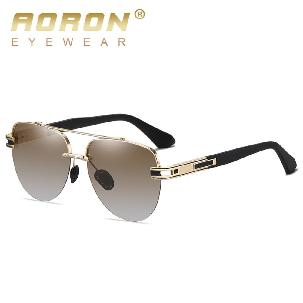 aoron Polarized Men's Large Frame Borderless Sunglasses Fashion Metal Sunglasses Glasses
