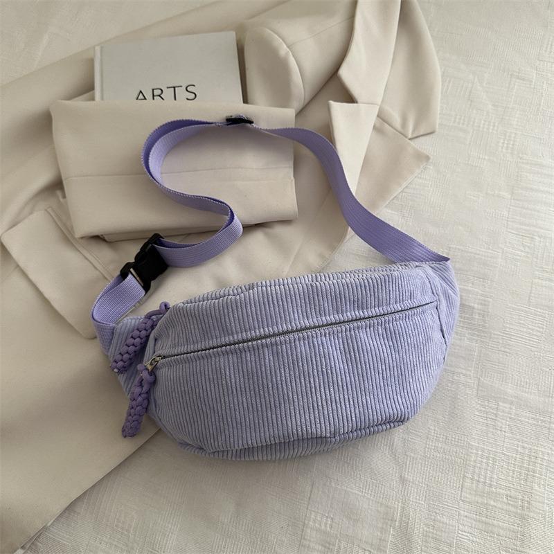 Solid color simple shoulder messenger bag autumn new niche versatile casual bag breast bag fanny pack