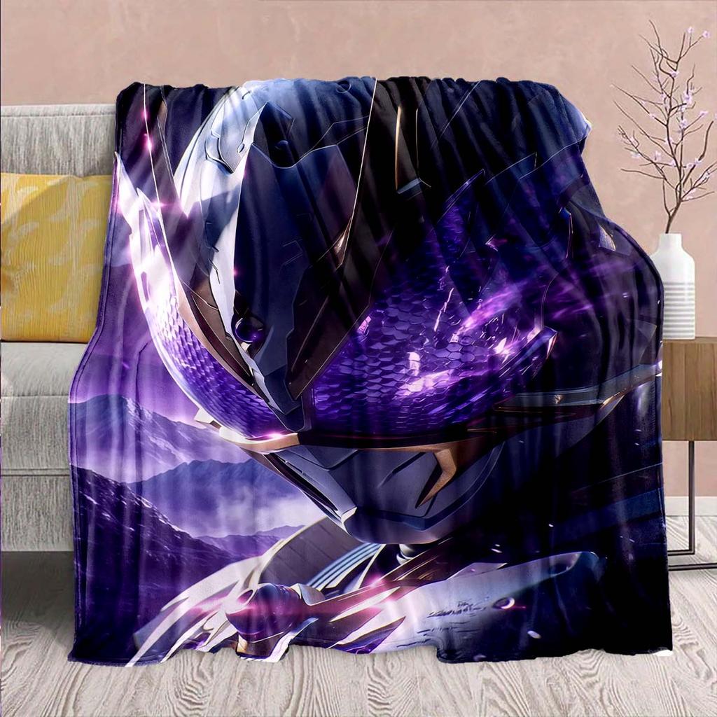 Kamen Rider Anime Flannel Blanket – Soft, Warm, Perfect for Sofas, Bedding, Camping, Travel, Office, and Home Decor – QJY