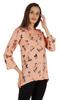 Bimba Button Down Tunic Casual Printed 3 4th Sleeves Loose Fit Rayon Tunic Long Shirt Top For