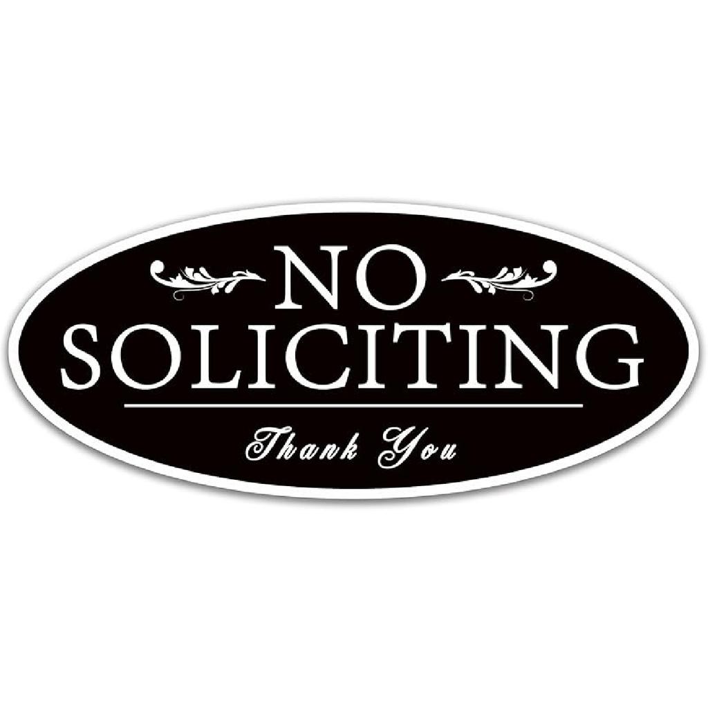 No Soliciting Sign Sticker for Front Door, Self-Adhesive Modern No Solicitors Sign for Home, Weatherproof and UV Resistant No Solicitation Signs for
