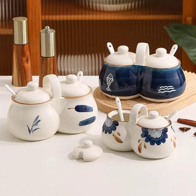 2-in-1 Keramik Gewürz Glas Haushalt Sauce Glas Salz Pfeffer Pfeffer Korn Distributor Küche Keramik Gewürz Box Hause