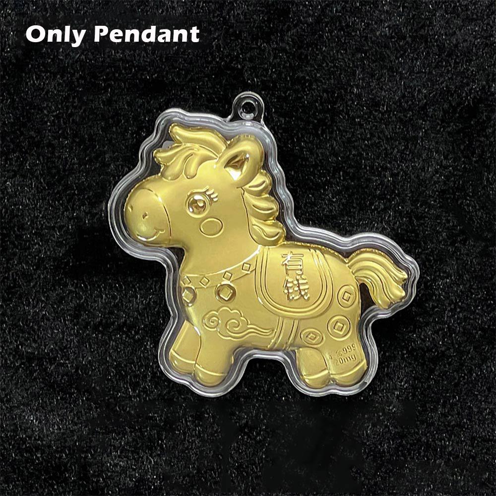 Imitation Gold Foil Zodiac Horse Pendant Lucky Horse Phone Chain Bag Pendant  Personal Accessory
