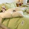 New Pure Cotton Labeled Bedding Set Simple Solid Double-Sided Color Quilt Cover Sets Soft Cozy Breathable Textile Supplies