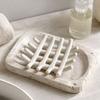 Countertop Ceramic Soap Dish with Raised Drain Rails for Bathroom Sink Use, Kitchen Counter and Guest Washroom