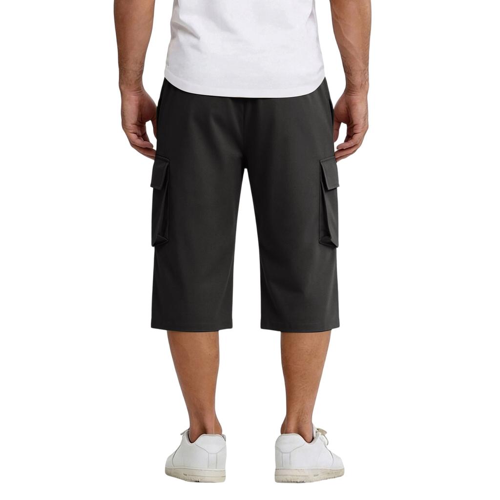 Men's Casual Lightweight Breathable Drawstring Cargo Shorts Loose Fit Stretchable Sportswear with Multiple Large Pockets for Outdoor Activities