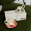 Mittelalterliche Iris Keramik Kaffeetasse Untertasse Latte Latte Tasse Nachmittagsteetasse Retro Tasse Geschenkbox