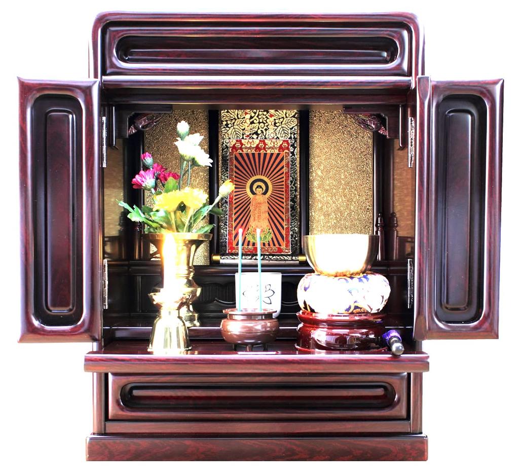 Matsuyama Shin Buddhist Mini Buddhist Altar for Nursing Care Cherry No Top 13 Piece Height 43cm X Width 34cm X Depth Buddhist Altar Complete For