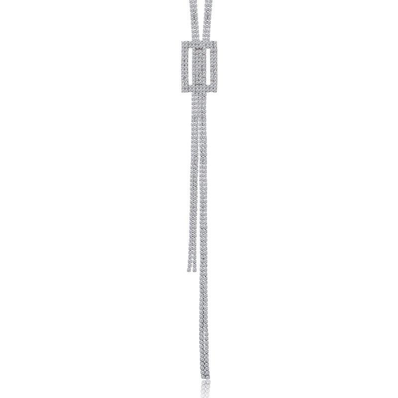 Decorative Long Elegant Necklace For Women In Alloy With Geometric Design And Accents Crystal
